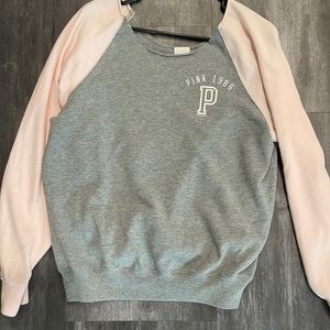 VS gray & pale pink off shoulder sweatshirt